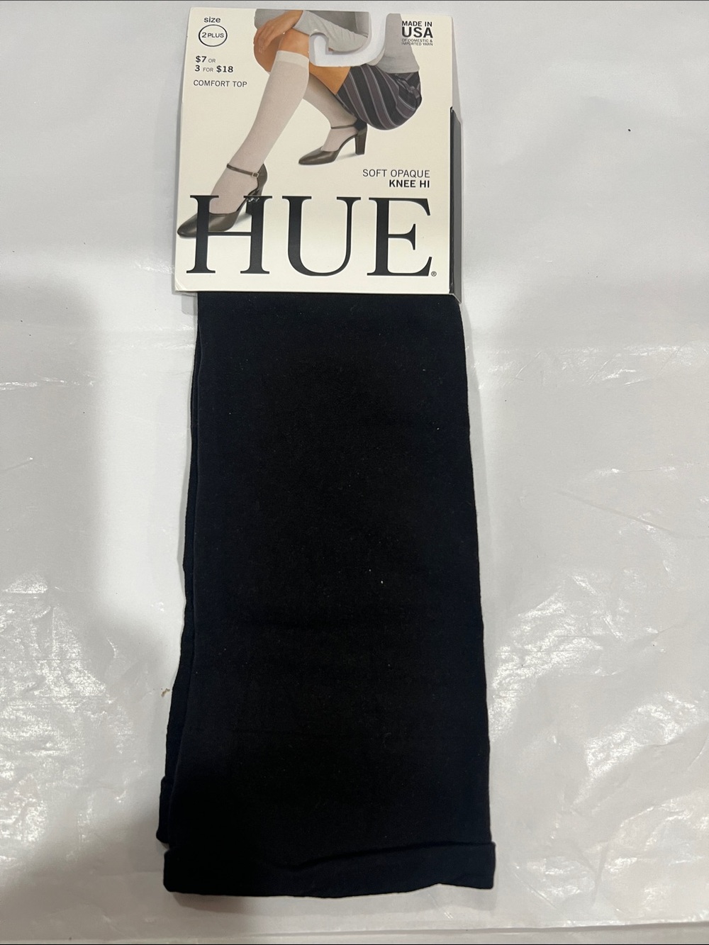 HUE Men's Black Soft Opaque Knee High Socks